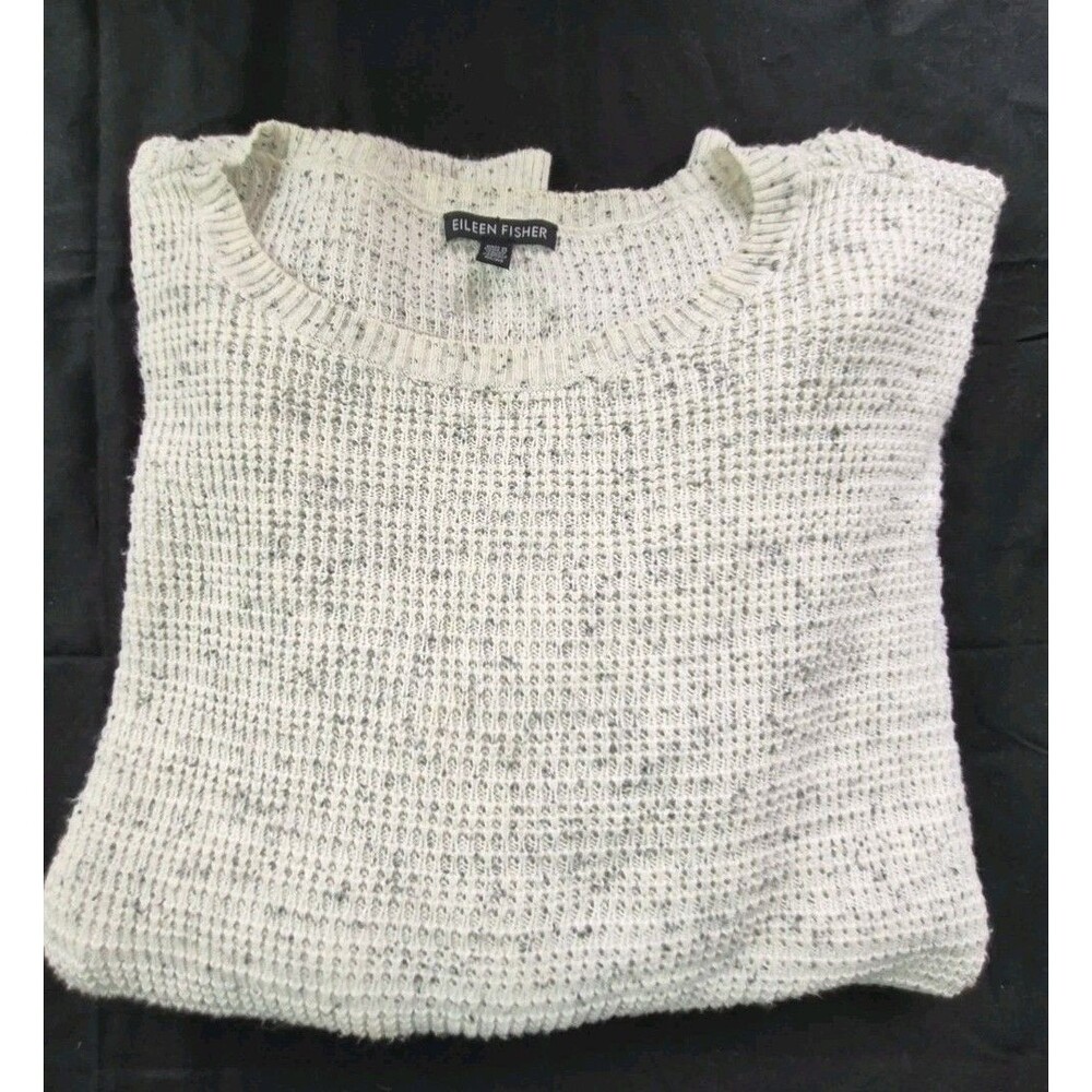 Eileen Fisher Open Knit Boxy Sweater Womens Size Medium Italian Organic Cotton
